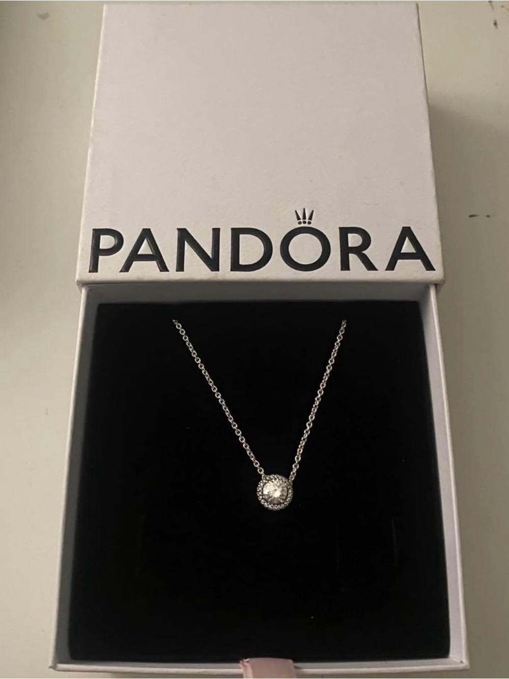 Pandora Silver Crystal Halo Pendant Necklace